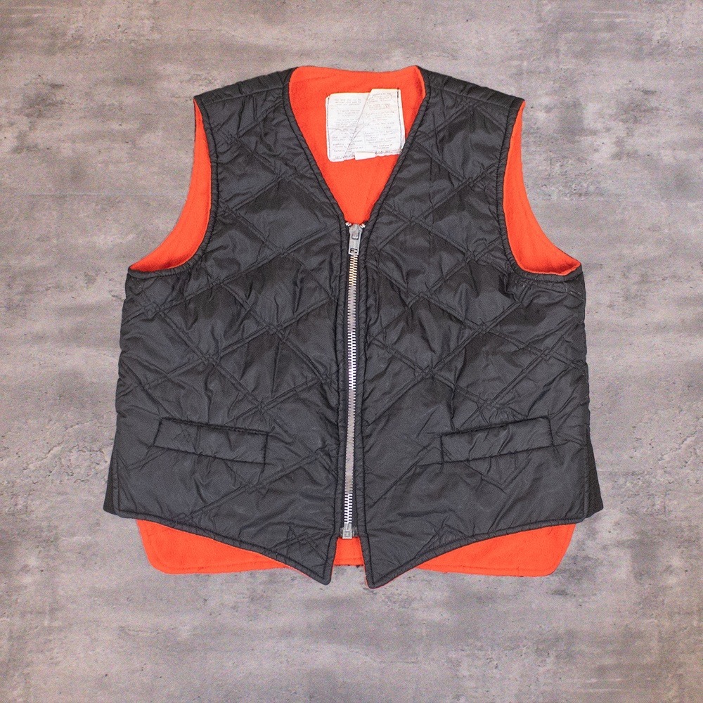 Vintage VTG Y2K 2000's 00's Black Quilted Liner Vest Orange Hunting Workwear